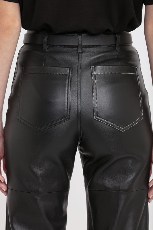 Alina High Waisted Trouser In Soft Black Leather