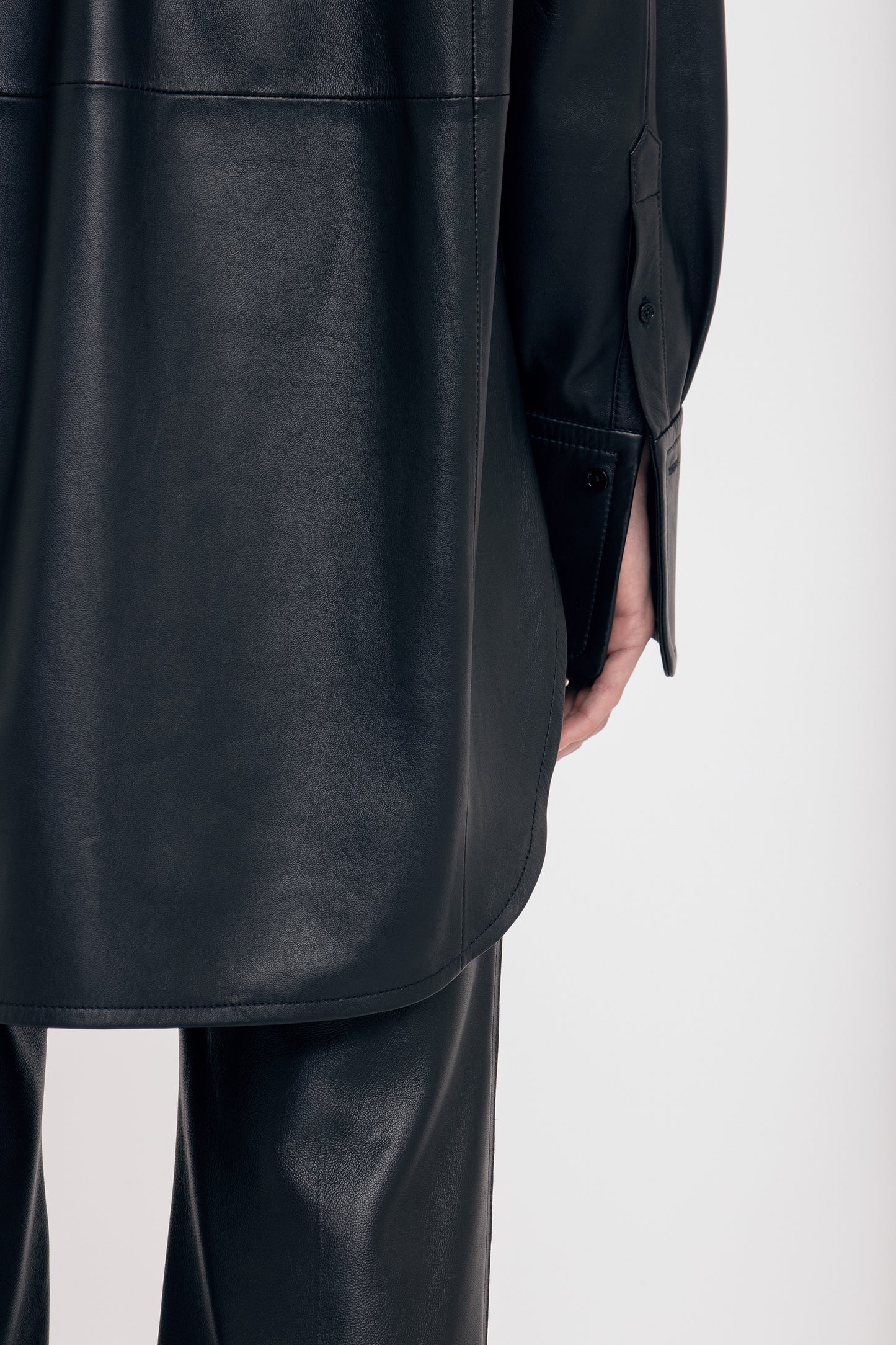 Oversized Mens Shirt In Soft Black Leather