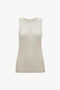 A Victoria Beckham Lightweight Tank Top In Birch with a crew neckline, shown on a plain white background.