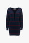 A Victoria Beckham Frame Detail Jumper Dress In Navy-Red.