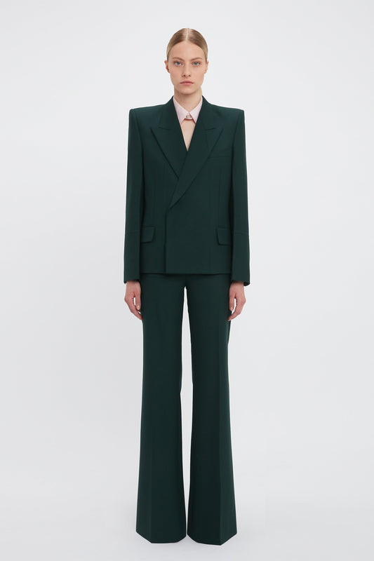 Pointed Shoulder Jacket In Seaweed