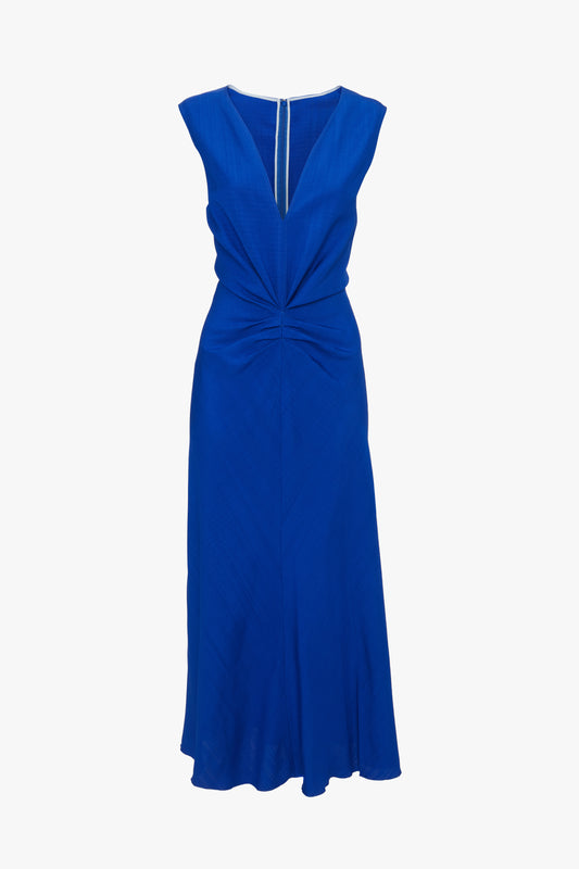 Exclusive Sleeveless Gathered Waist Midi Dress In Palace Blue