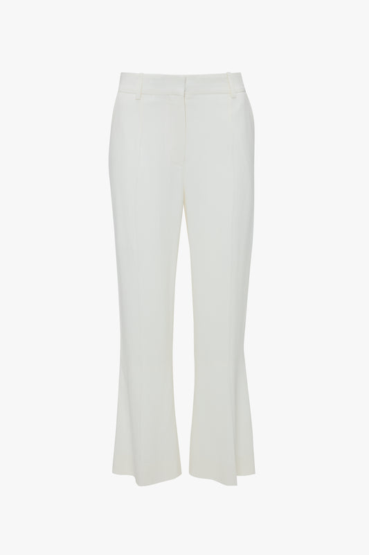 Exclusive Cropped Kick Cotton Trousers In Off White