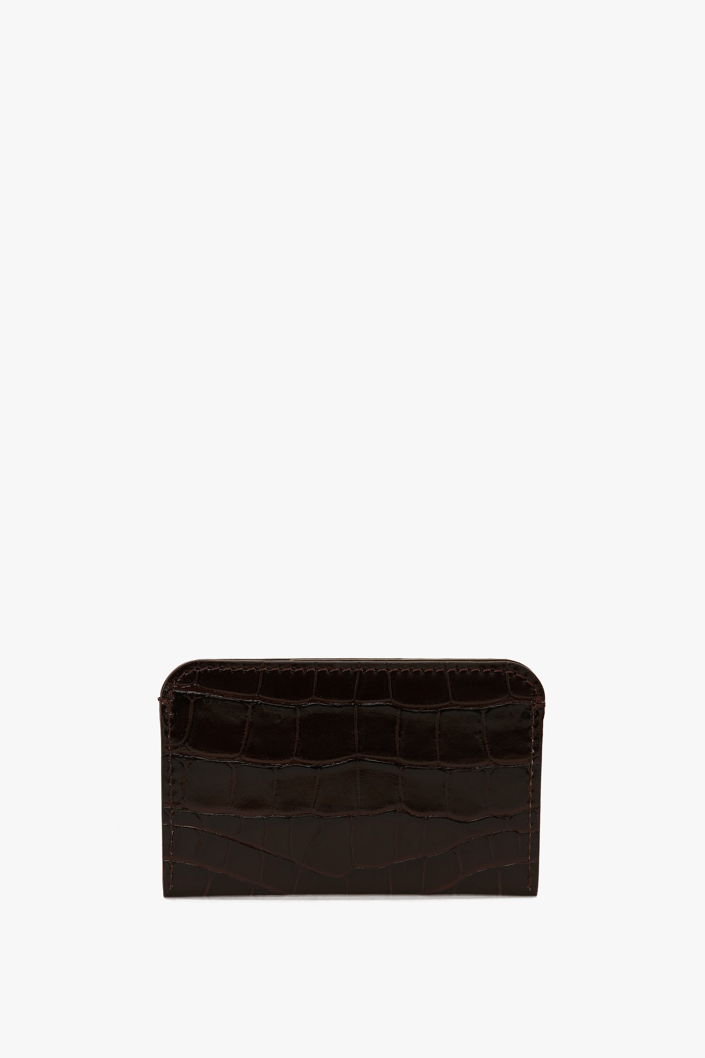 Exclusive Envelope Card Holder In Espresso Croc Embossed Leather