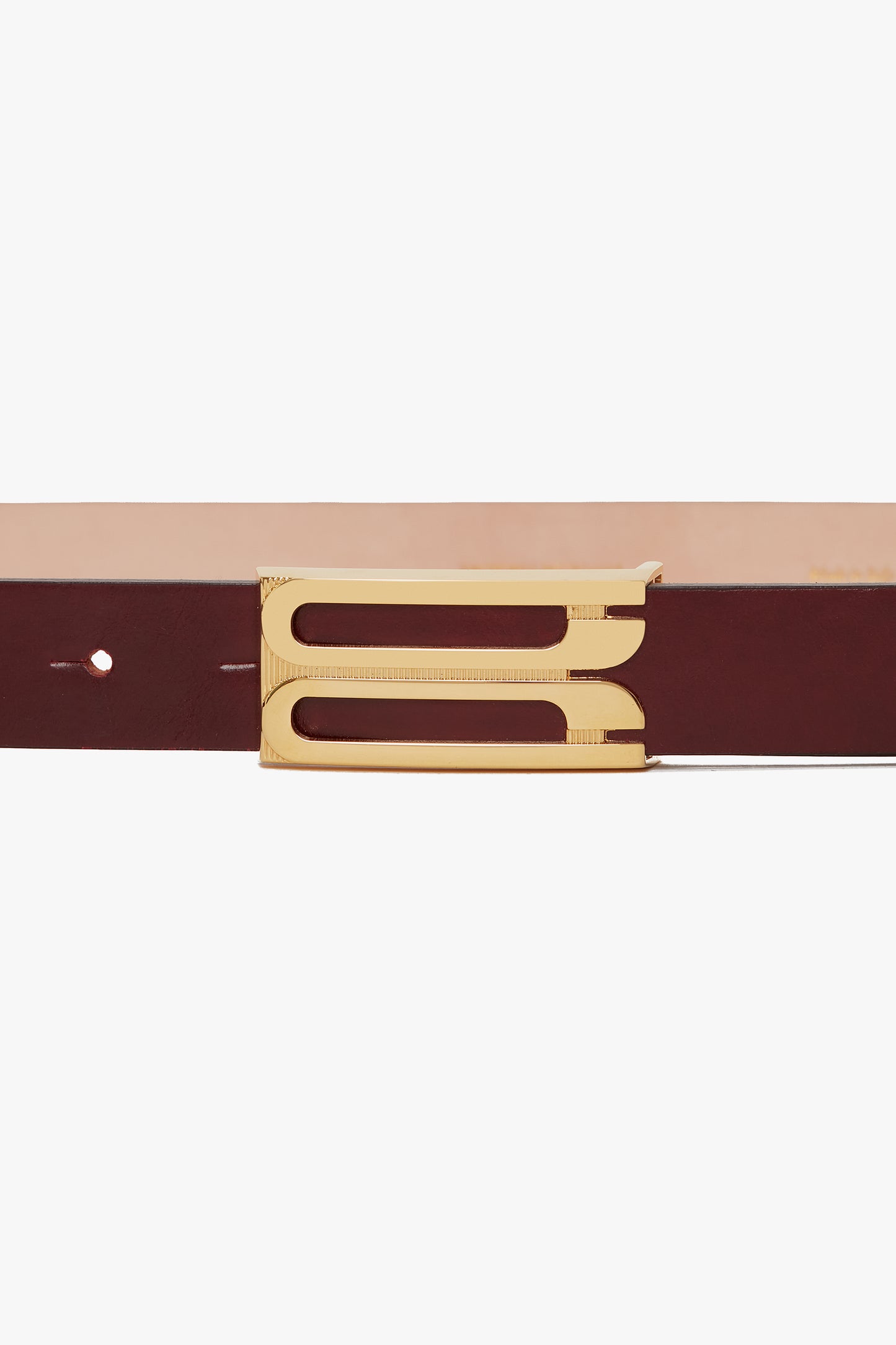 Frame Belt In Burgundy Glossed Leather