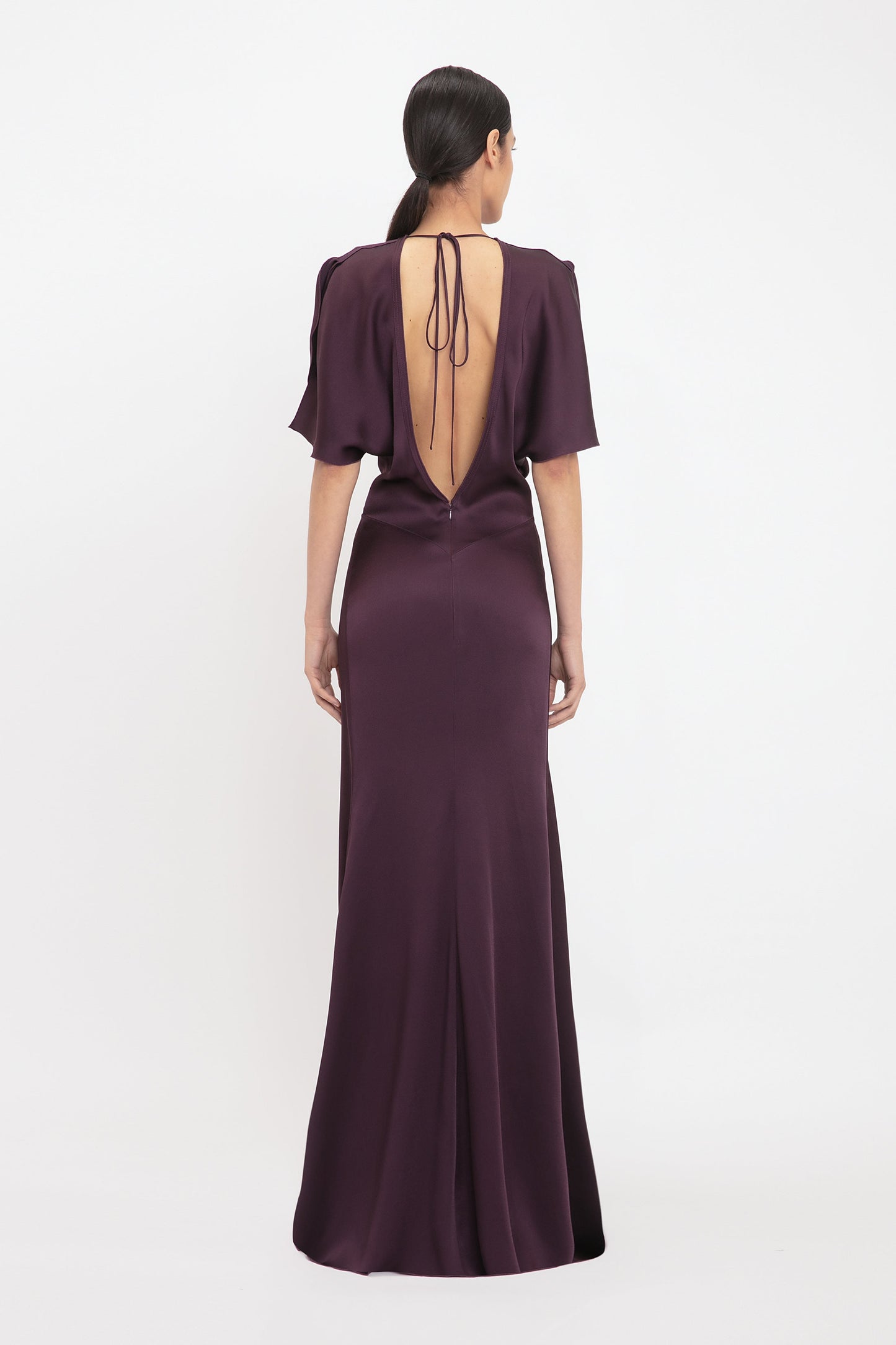 Gathered Waist Floor-Length Dress In Fig