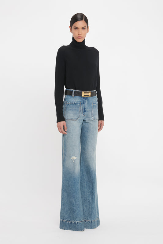 Alina High Waisted Jean In Worn Blue Wash