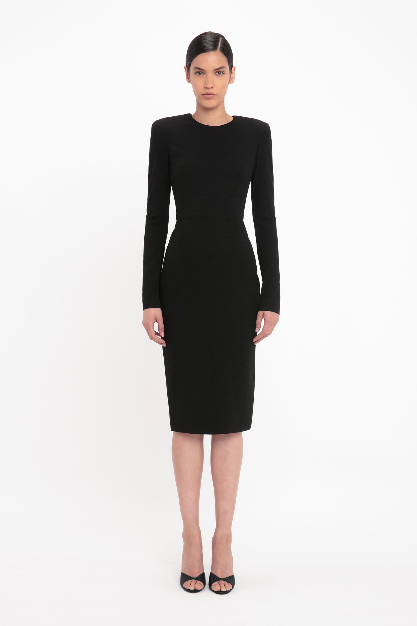 Long Sleeve T-Shirt Fitted Dress In Black