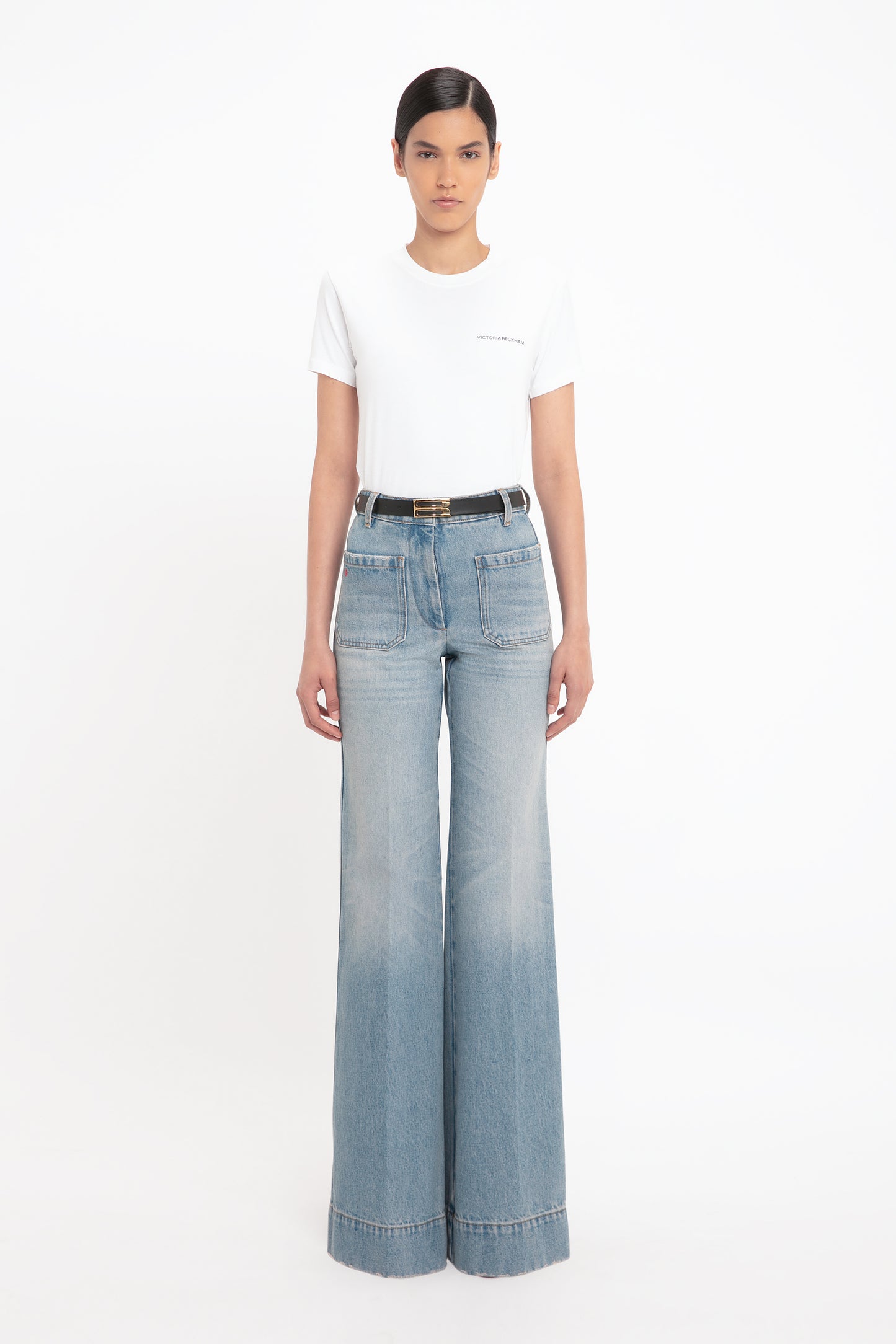 Alina High Waisted Jean In Pale Blue Wash