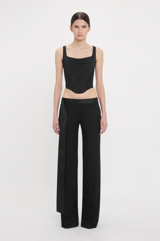 Satin Waistband Trouser In Black