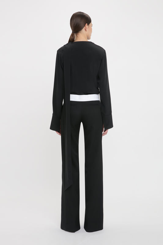 Exposed Waistband Trouser In Black