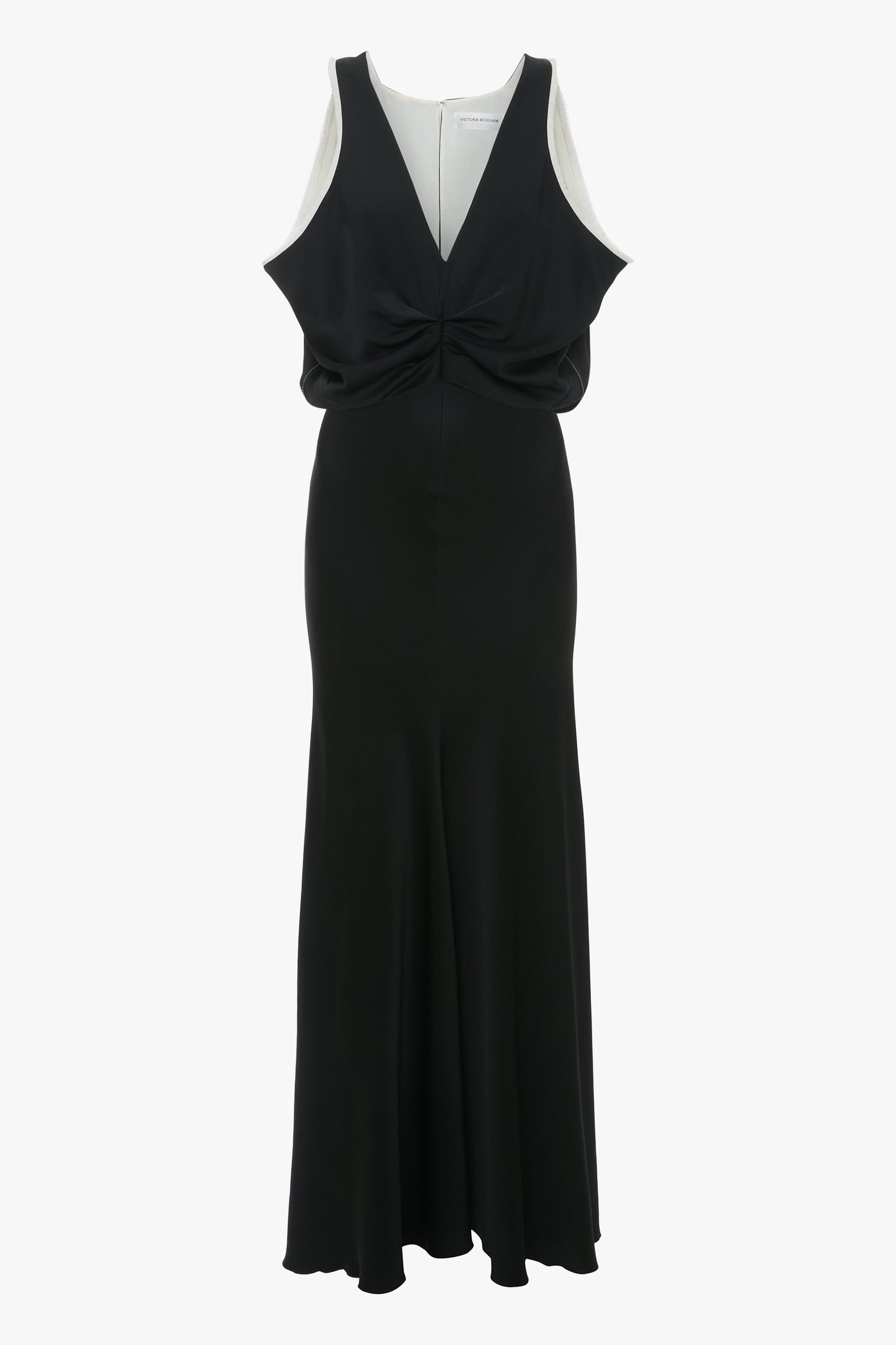 Draped Armhole Detail V-Neck Gown In Black