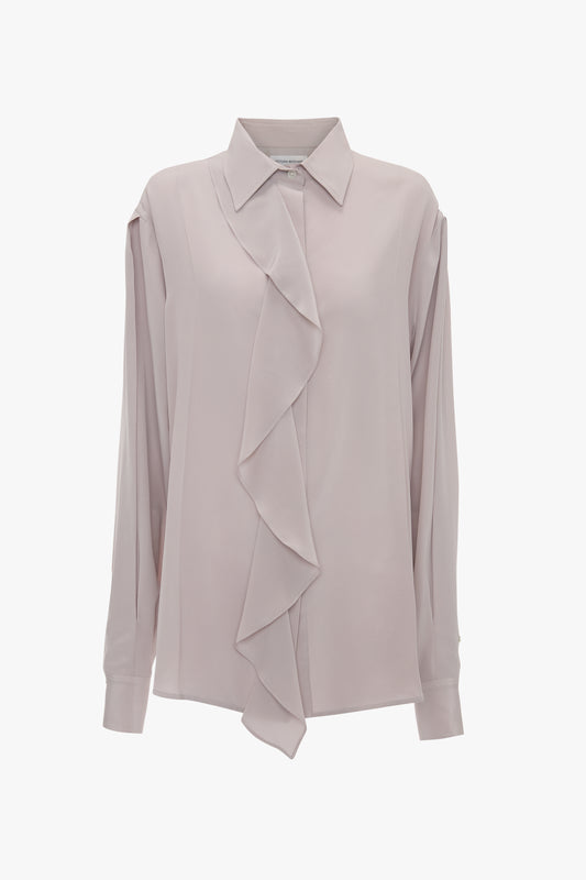 Asymmetric Ruffle Blouse In Heather