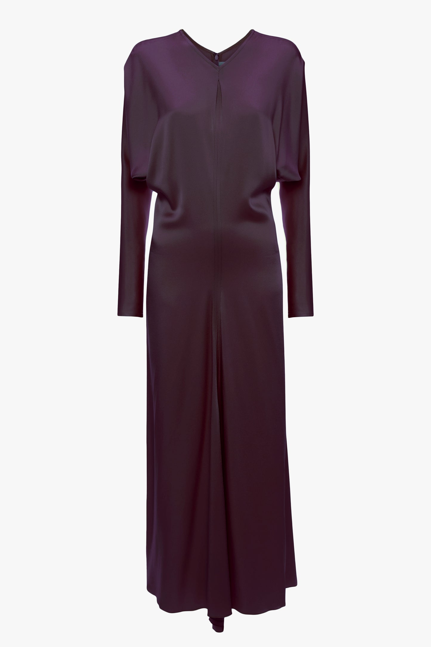 Long Sleeve Draped Midi Dress In Fig