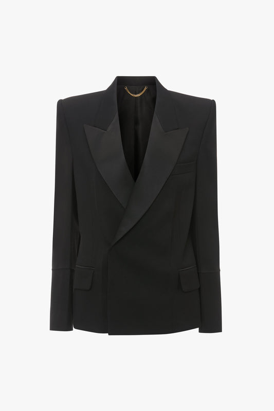 Pointed Shoulder Tux Jacket In Black