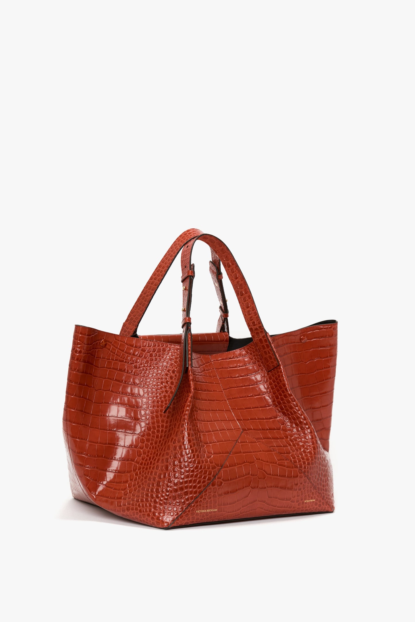 W11 Jumbo Tote In Brick Red Croc Embossed Leather