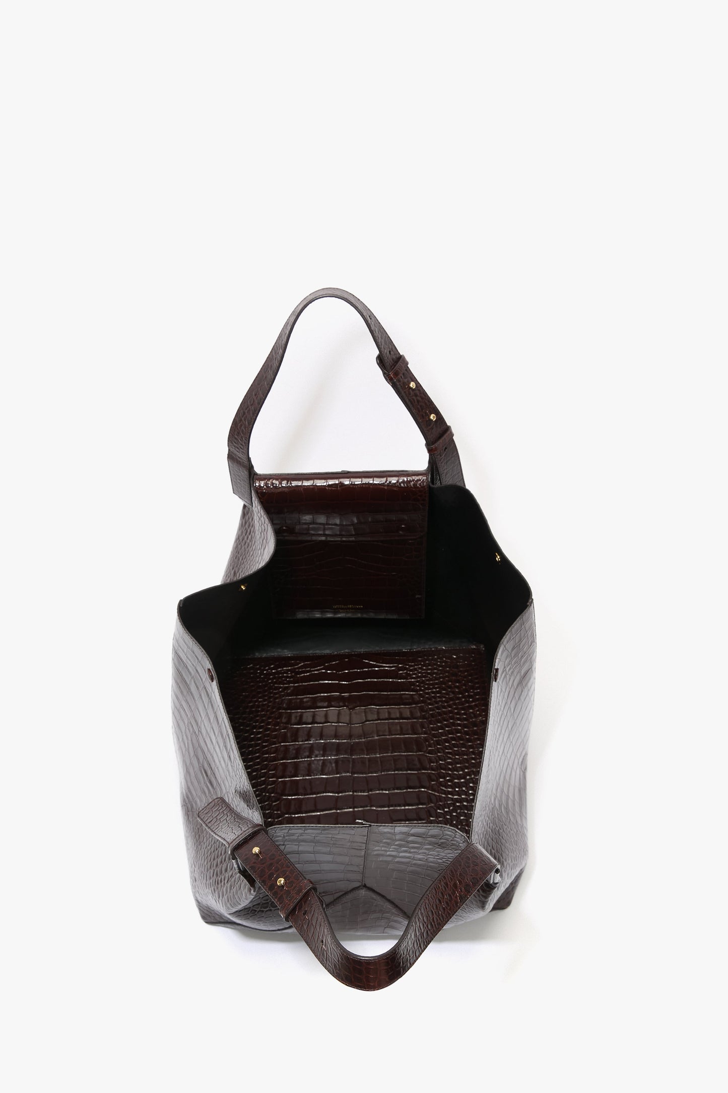 W11 Jumbo Tote In Dark Brown Croc Embossed Leather