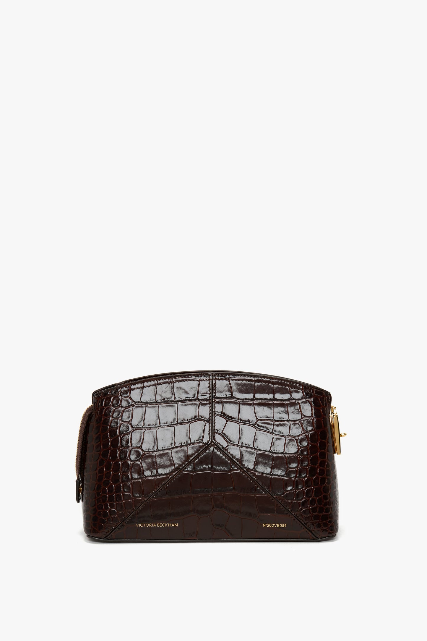 Victoria Crossbody Bag In Dark Brown Croc Embossed Leather