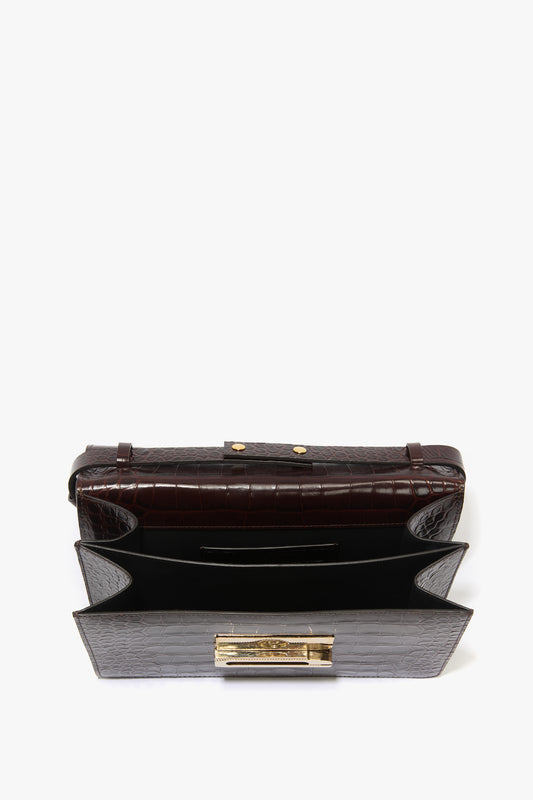 Dorian Bag In Dark Brown Croc Embossed Leather