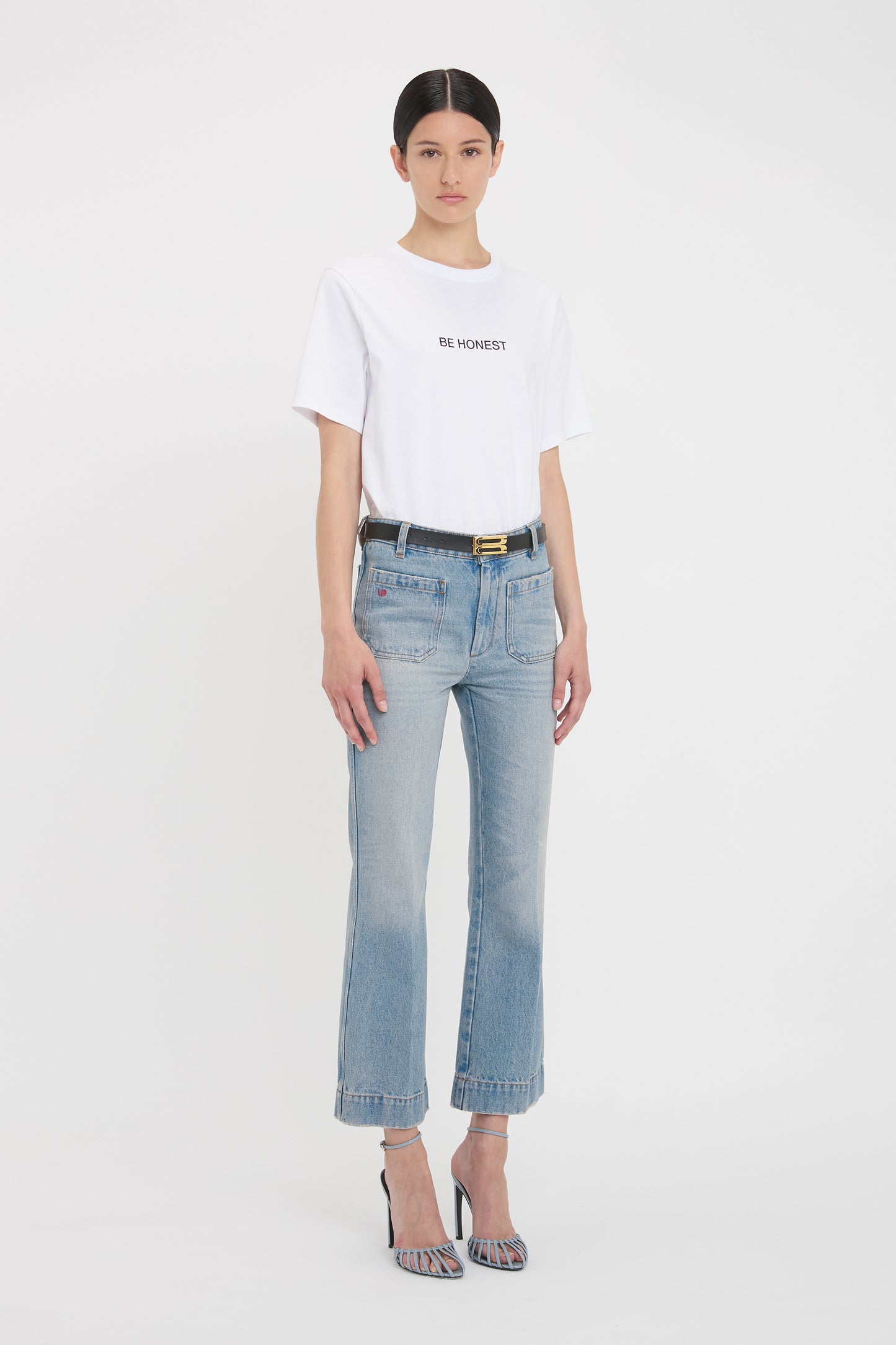 Cropped Kick Alina High Waisted Jean In Pale Blue Wash