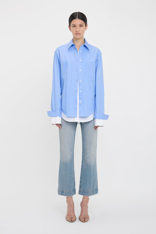 Relaxed Double-Layer Shirt In Oxford Blue