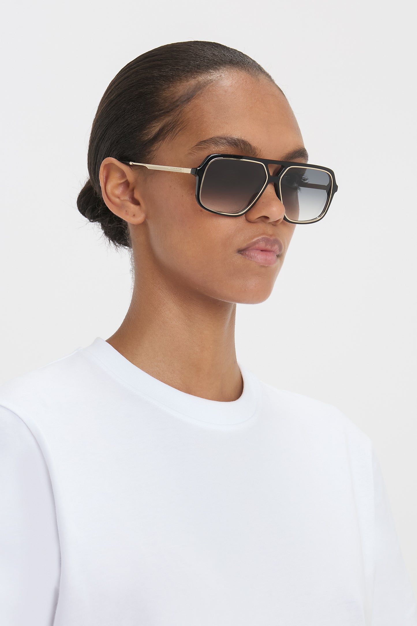 Double Bridge Aviator Sunglasses In Black