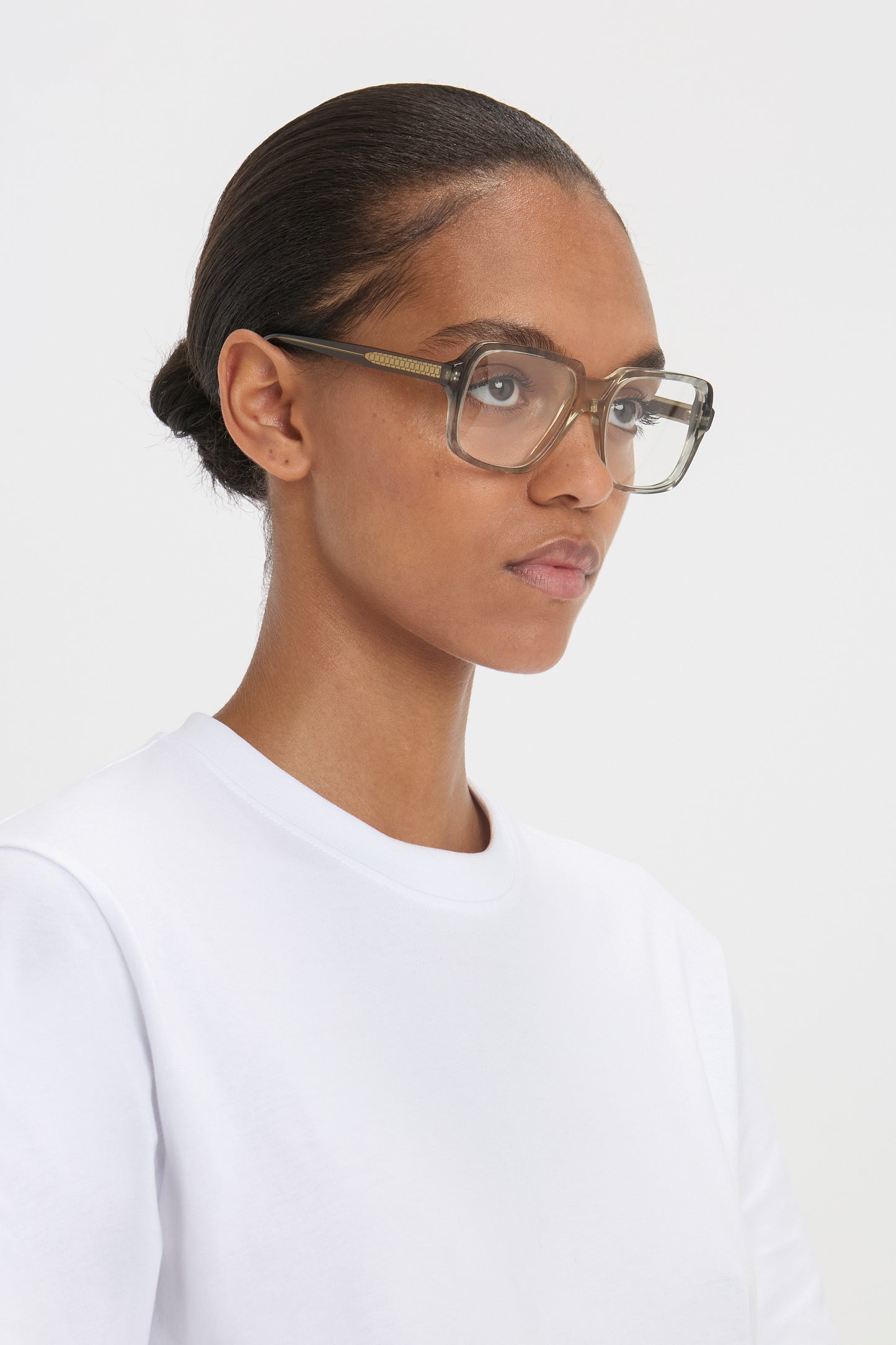 Oversized Square Opticals In Vintage Shaded Grey