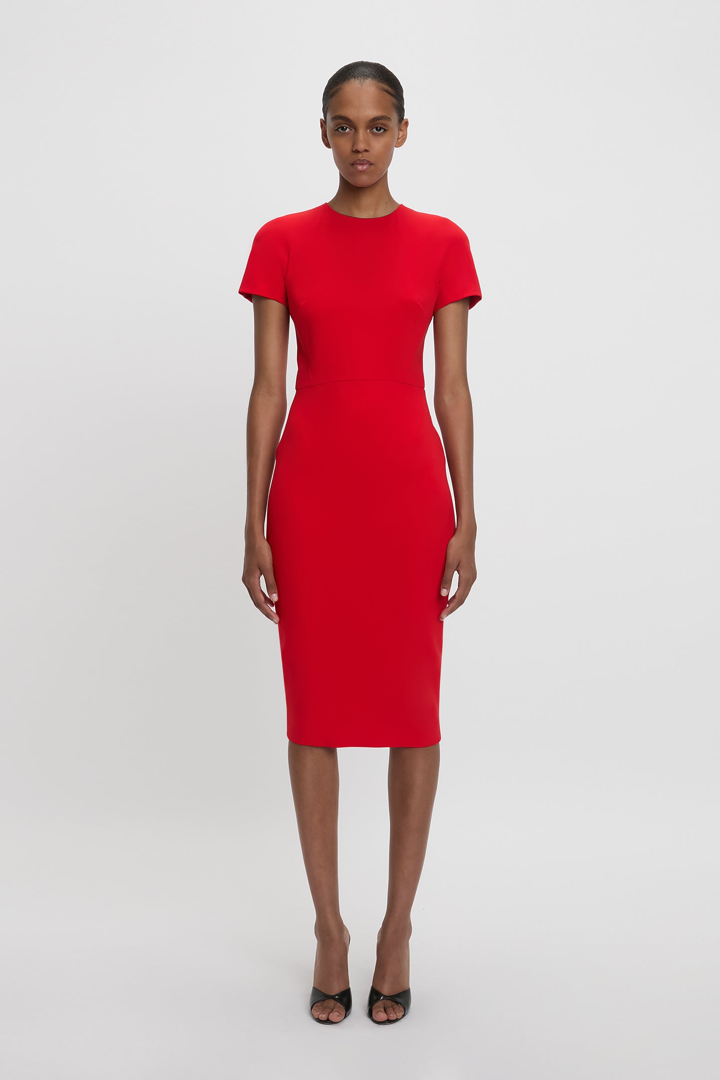 Fitted T-shirt Dress In Bright Red