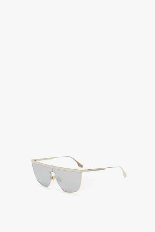 Geometric Visor Sunglasses In Silver-Mirror