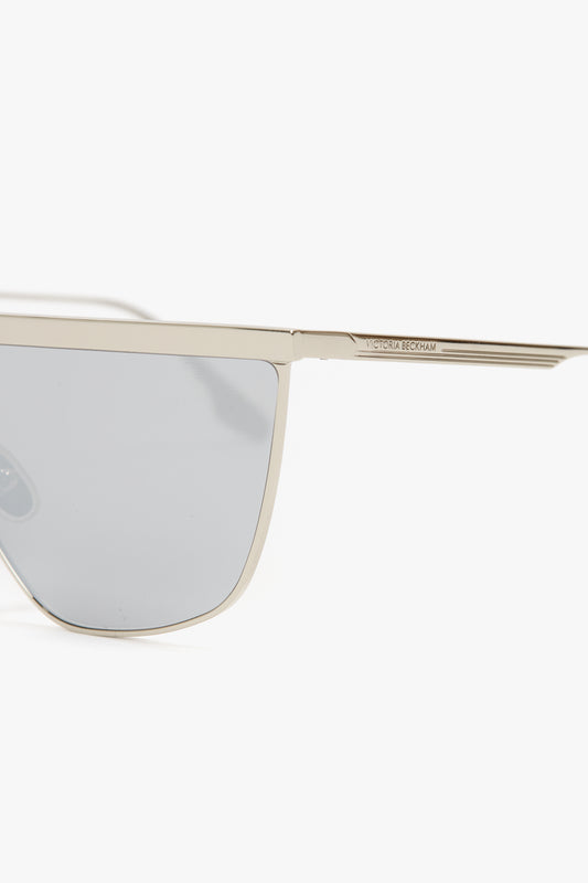 Geometric Visor Sunglasses In Silver-Mirror