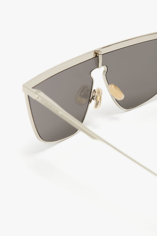 Geometric Visor Sunglasses In Silver-Mirror