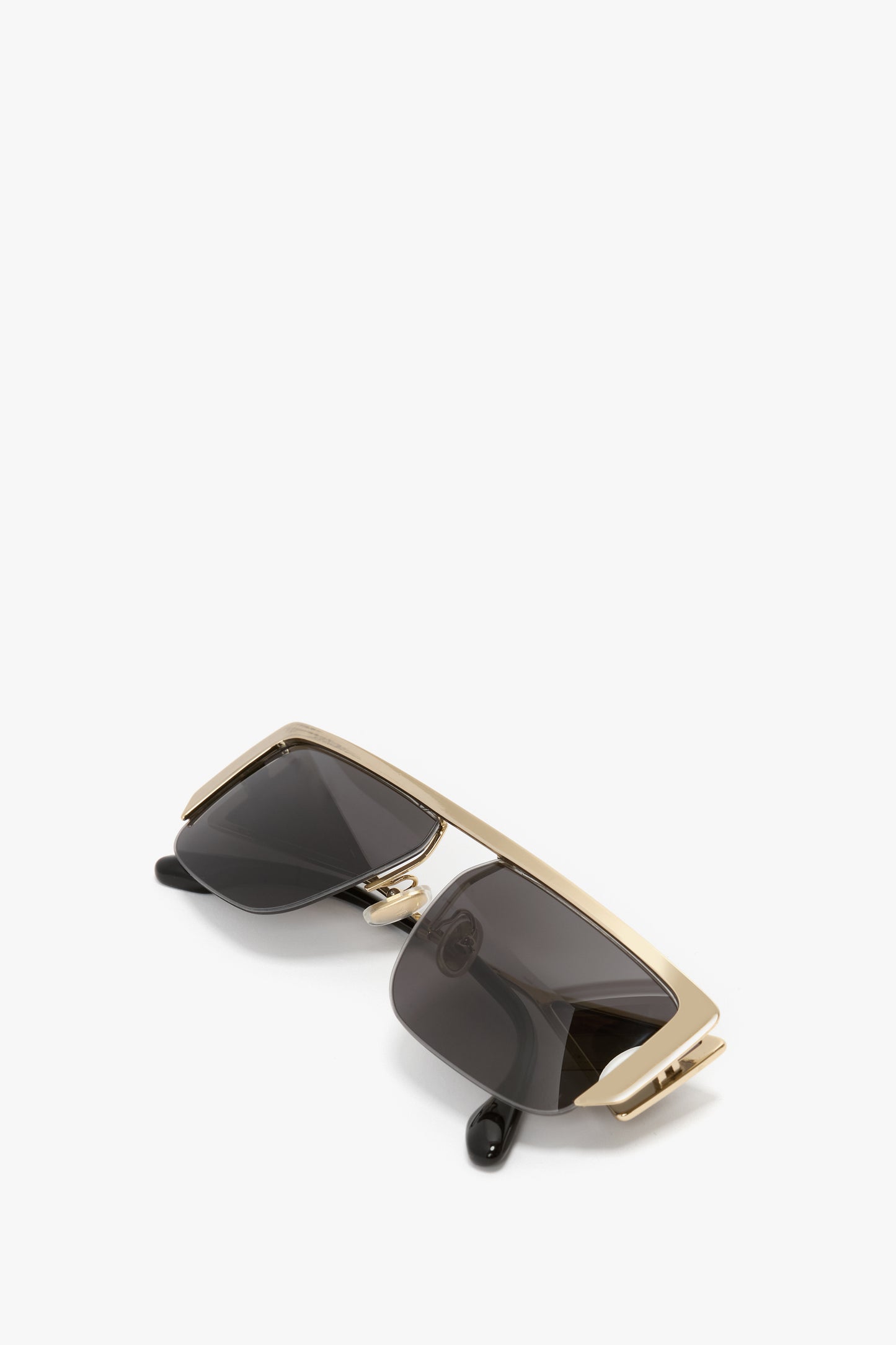 Flat Top Rectangular Sunglasses In Gold-Grey