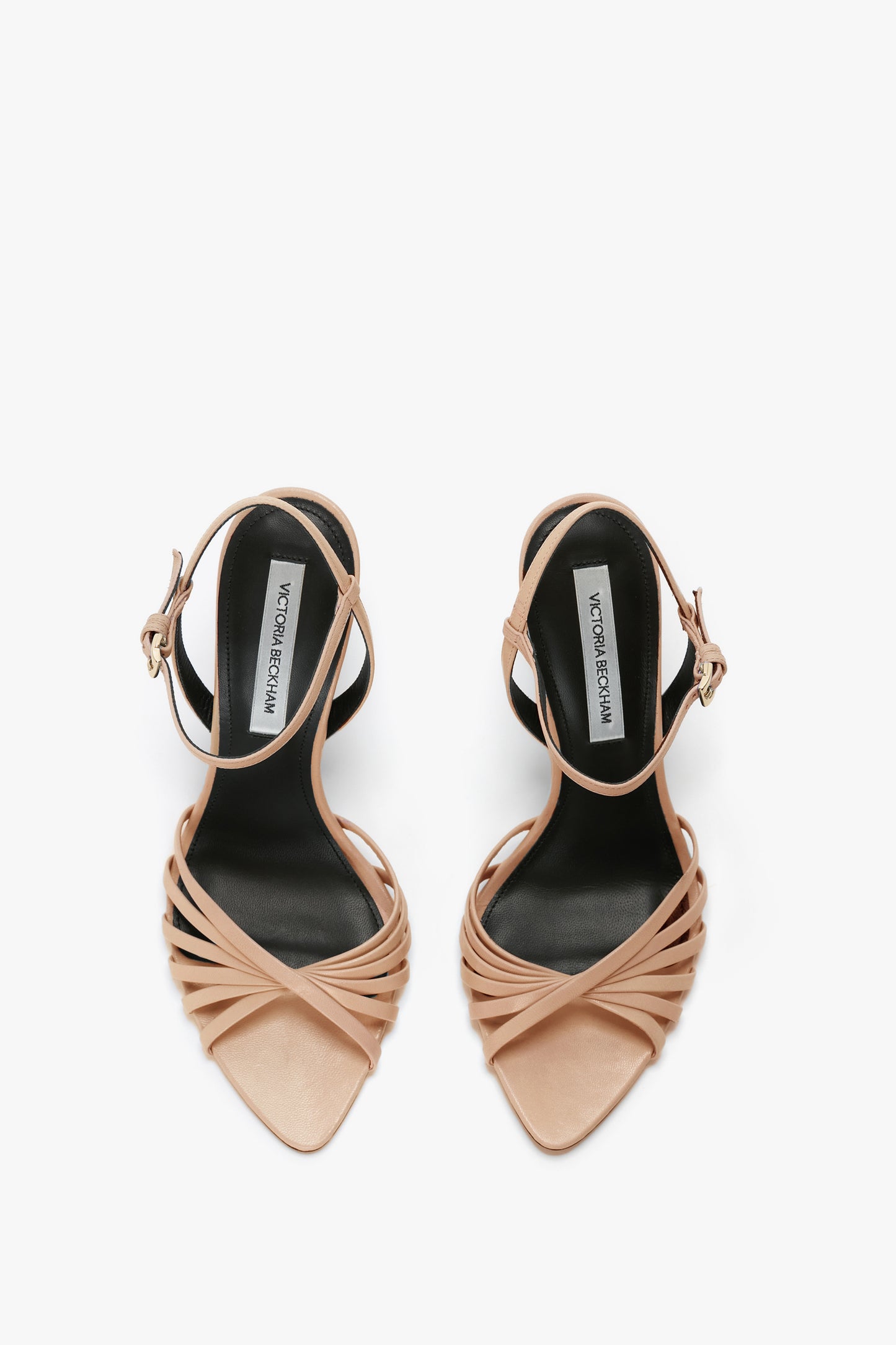 Open Toe Cage Sandal In Taupe Leather