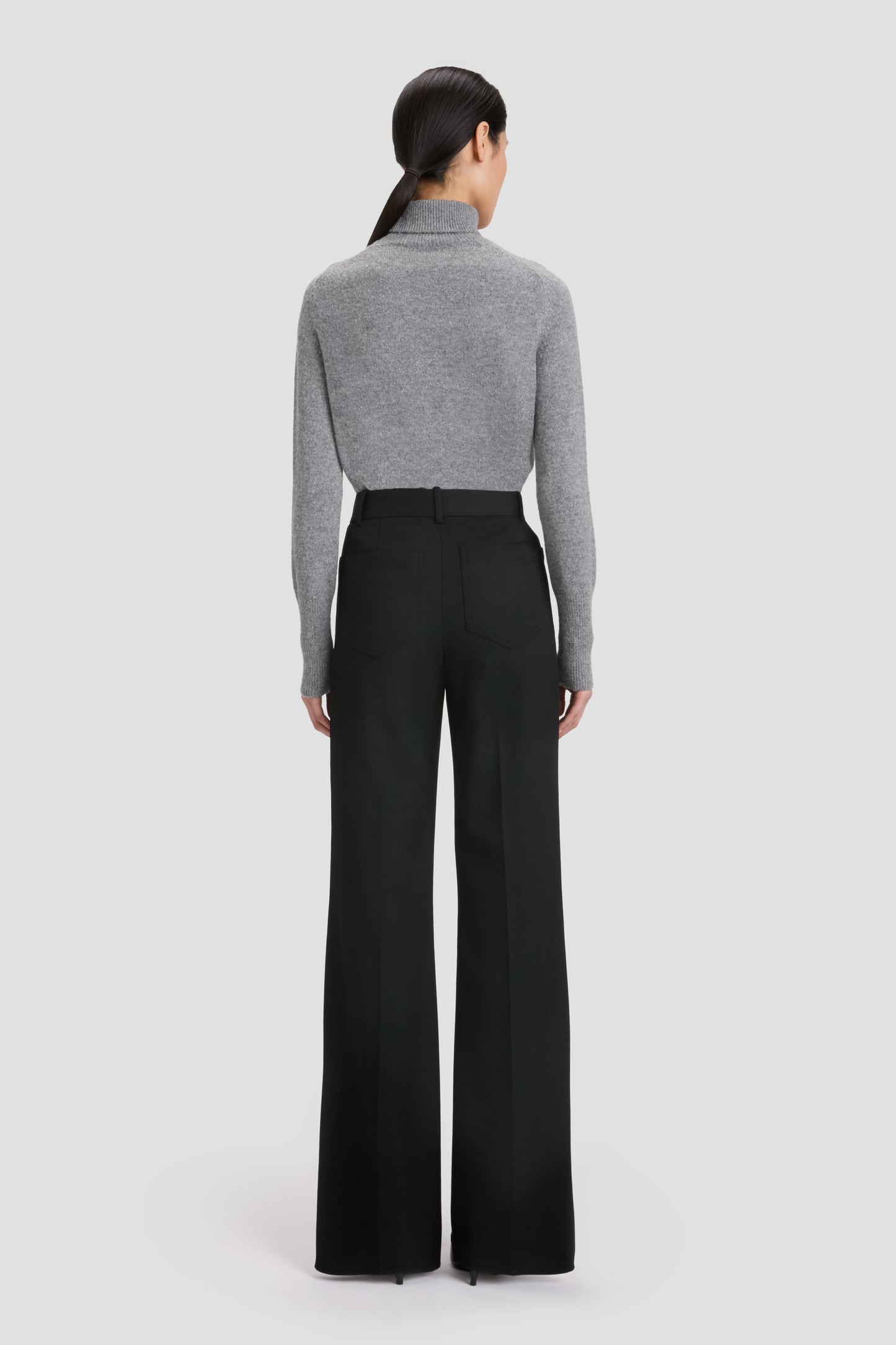 Polo Neck Jumper In Grey Melange