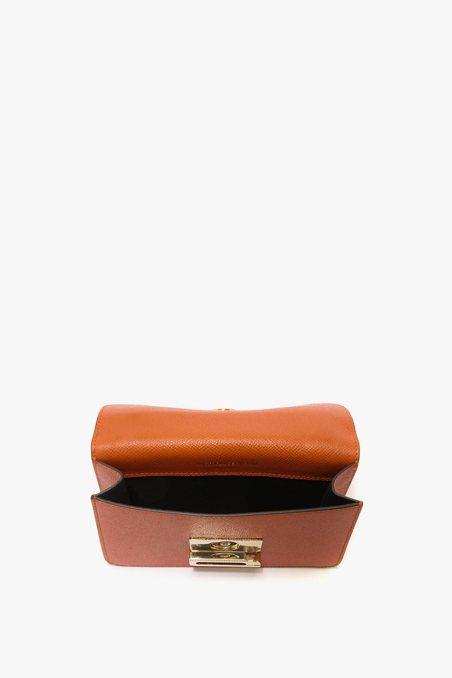 Nano Dorian Wristlet In Burnt Orange Grained Leather