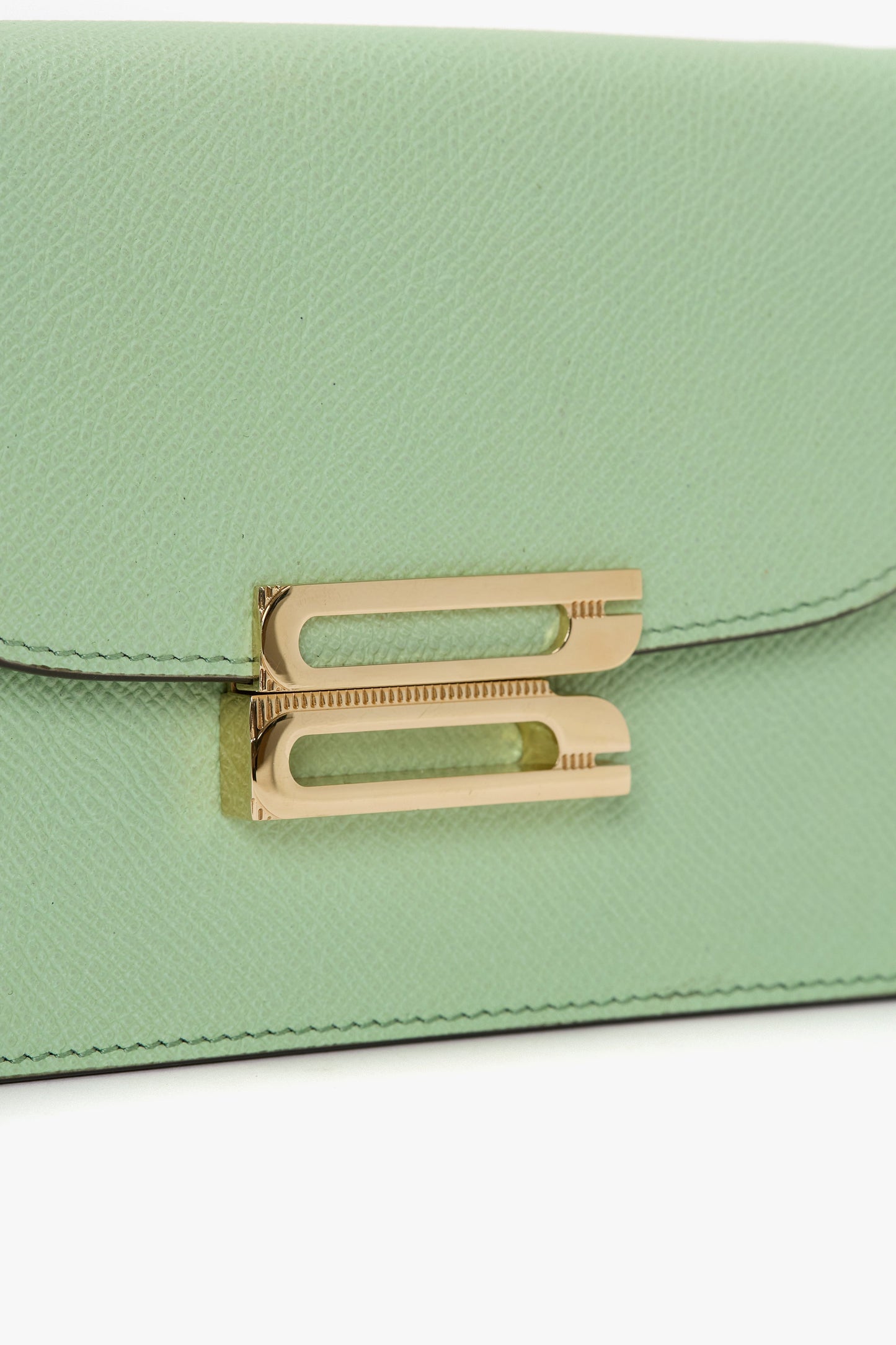 Nano Dorian Wristlet In Jade Grained Leather