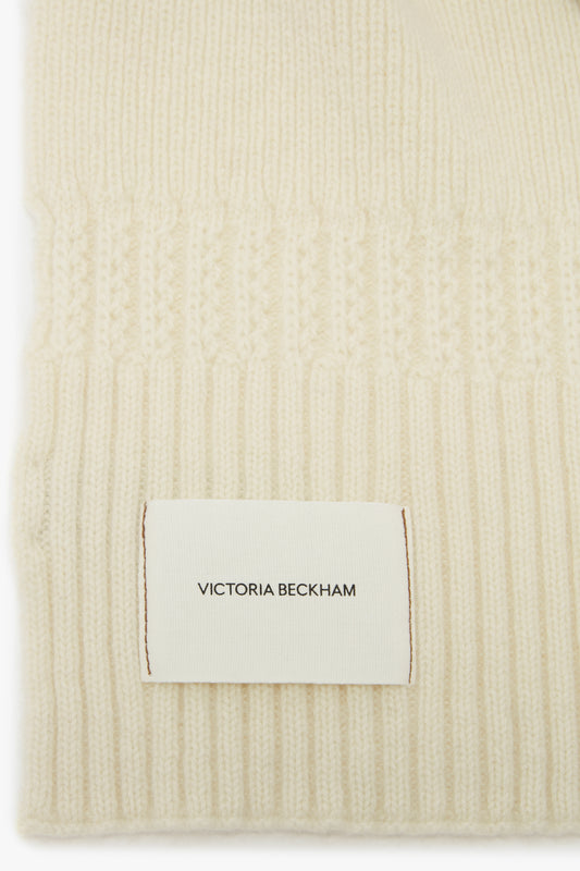 Logo Patch Scarf In Ivory-Camel