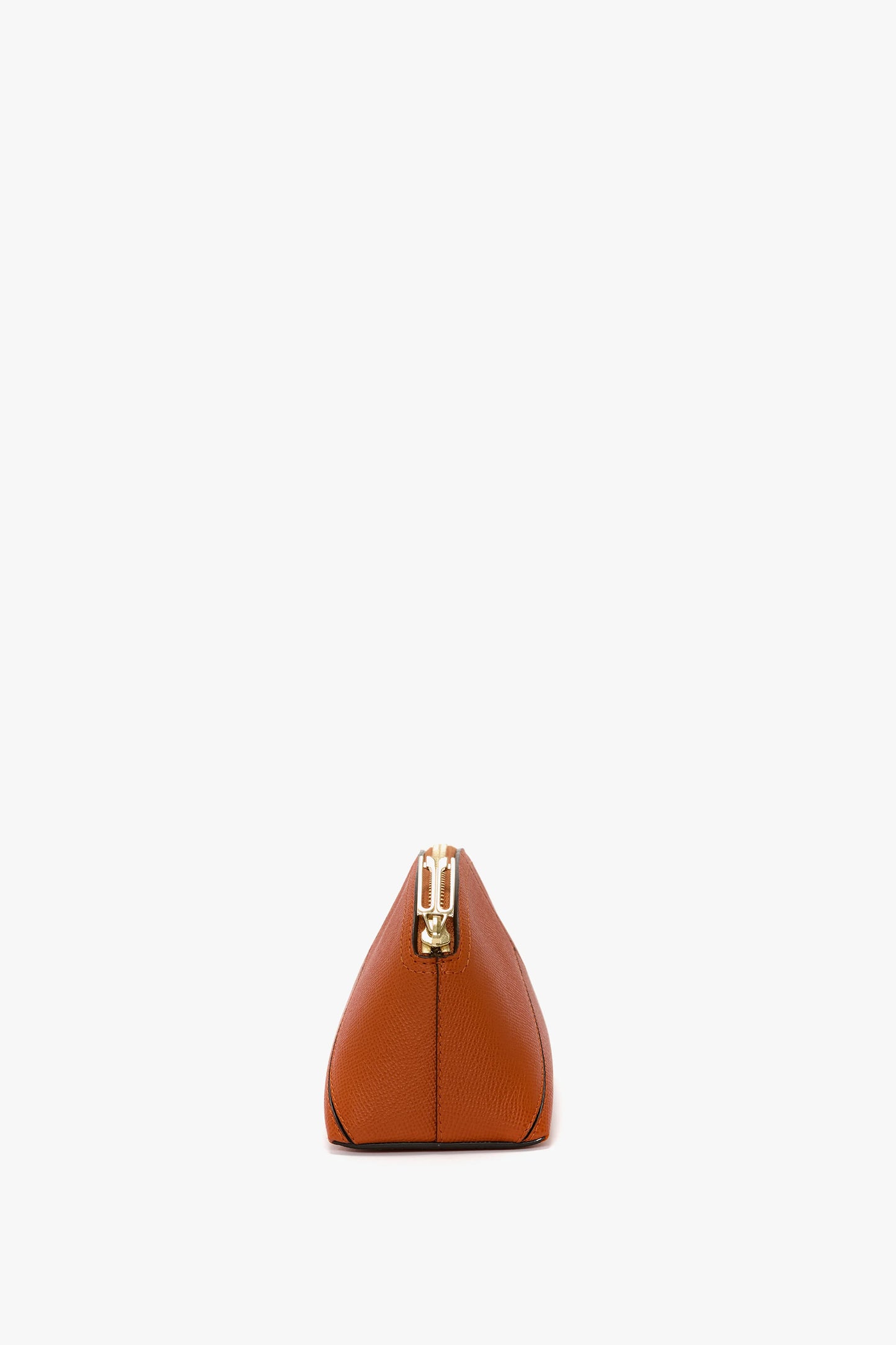 Victoria Mini Wash Bag In Burnt Orange Grained Leather