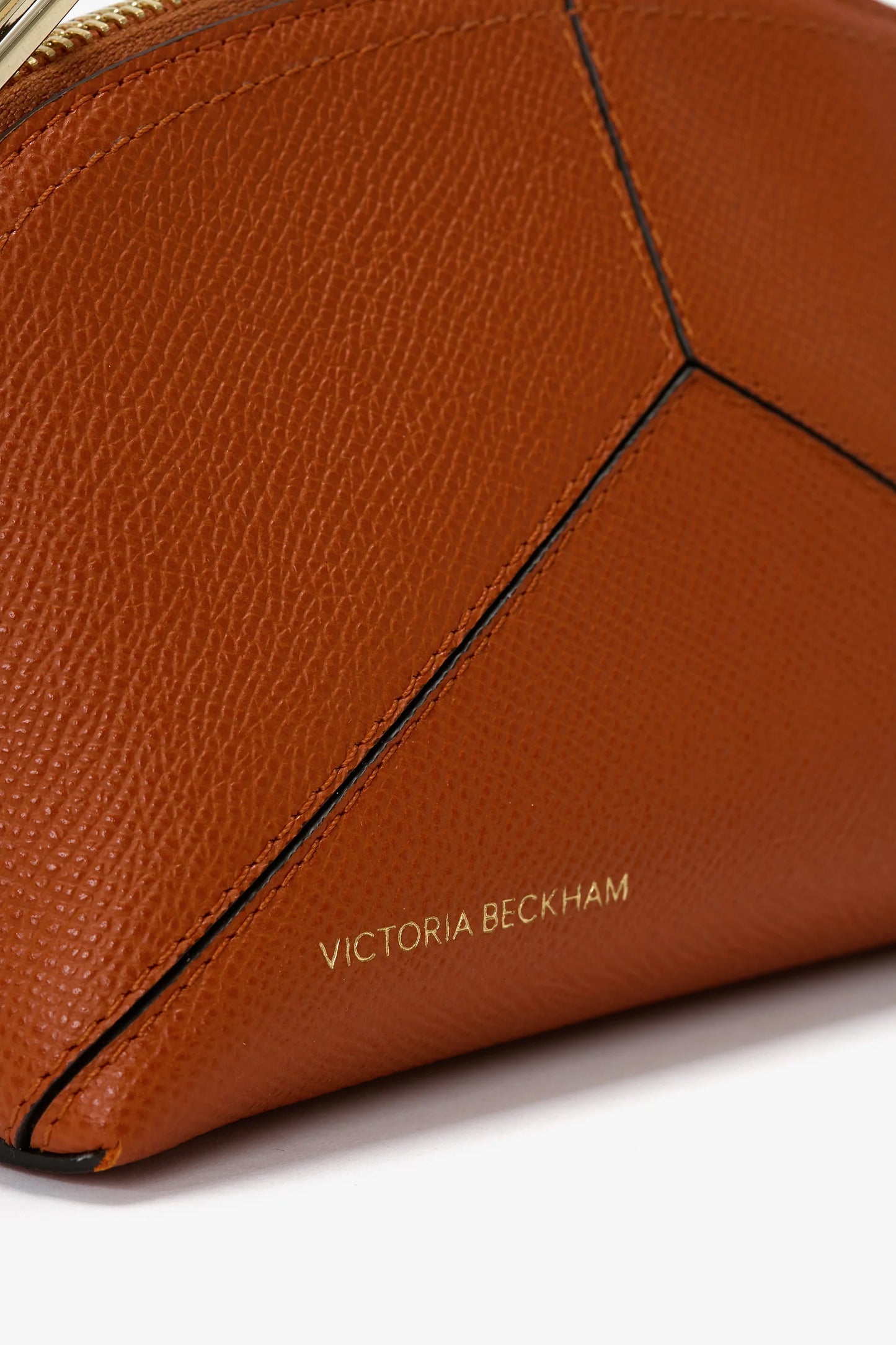 Victoria Mini Wash Bag In Burnt Orange Grained Leather