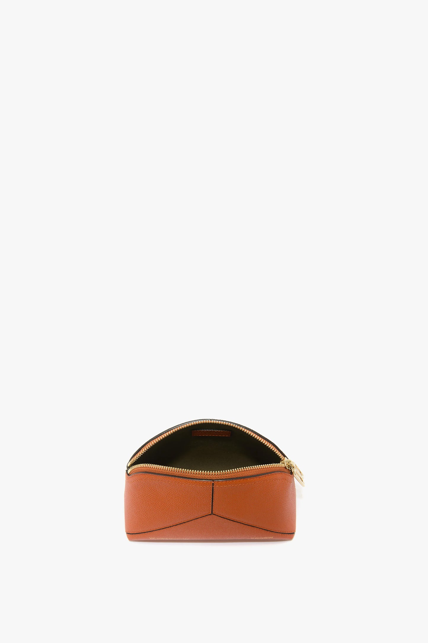 Victoria Mini Wash Bag In Burnt Orange Grained Leather