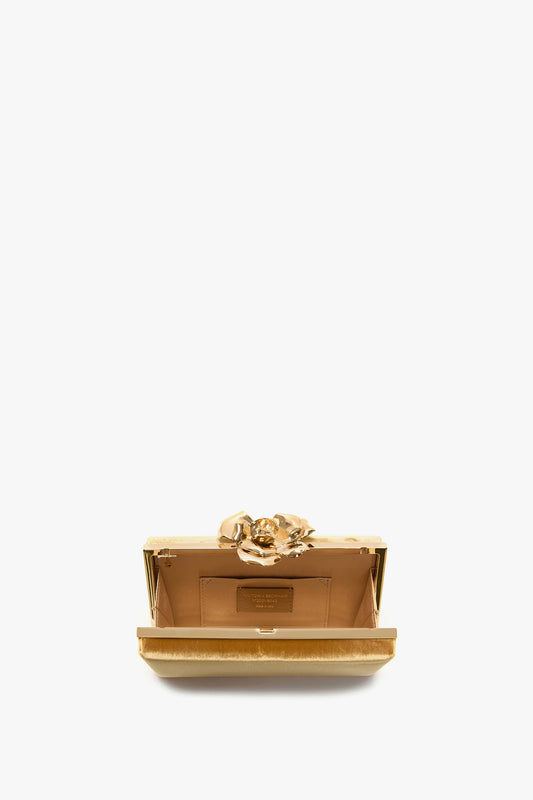 Frame Flower Bag Minaudiere In Light Gold