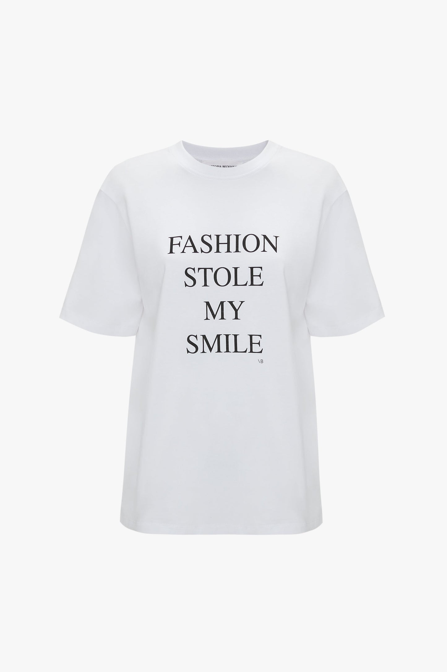 Fashion Stole My Smile Slogan T-Shirt In White