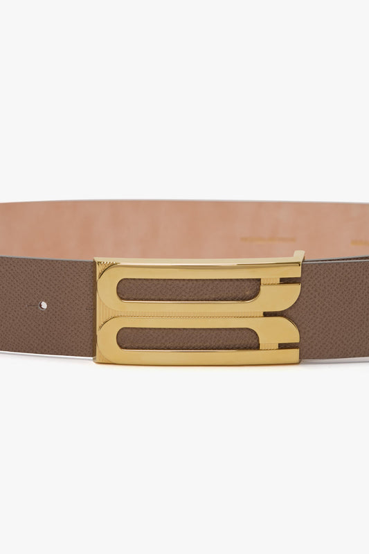 Jumbo Frame Belt In Dove Grey Grained Leather