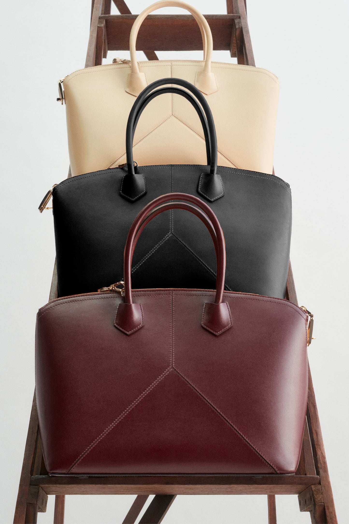 Victoria Top Handle Bag In Burgundy Leather