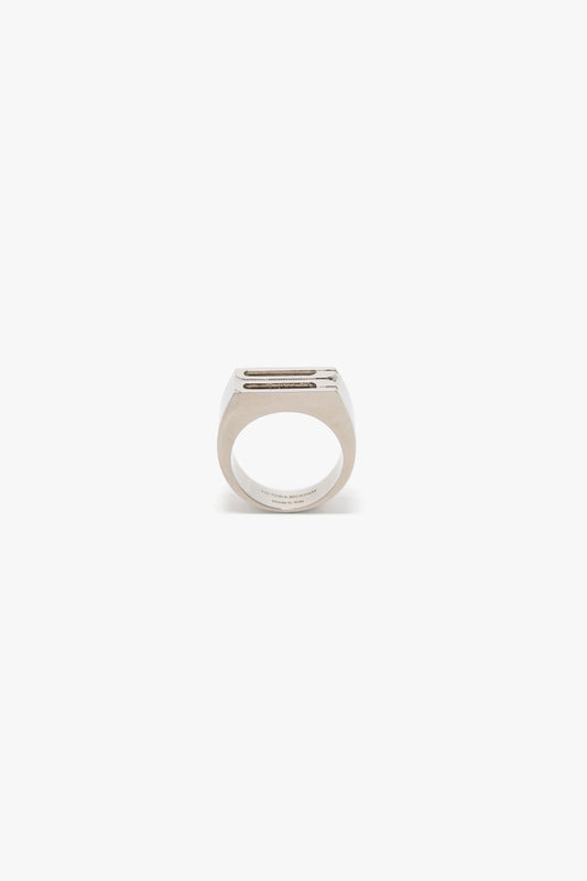 B Frame Signet Ring In Silver