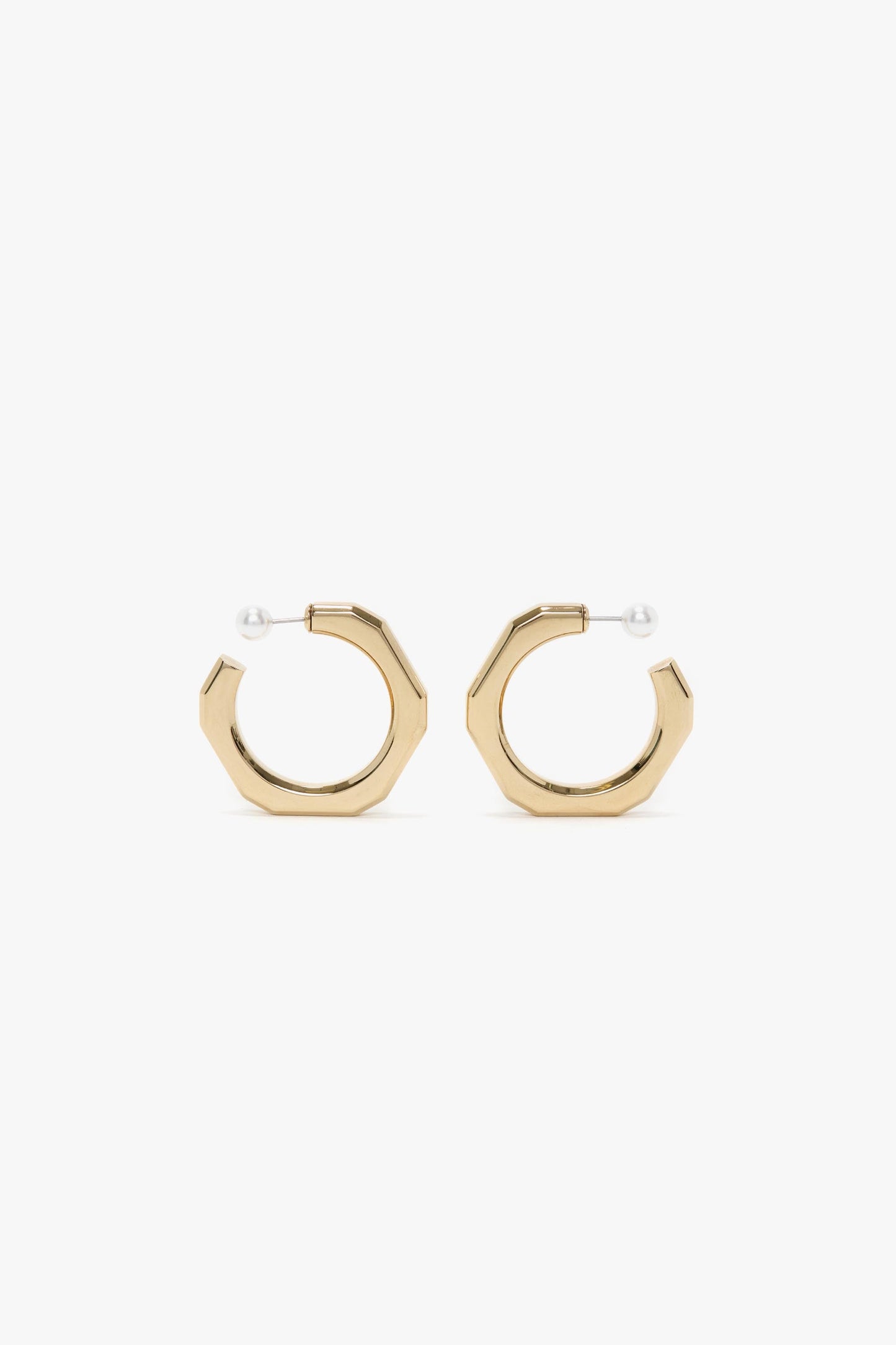 Hexagonal Hoop Earrings In Light Gold