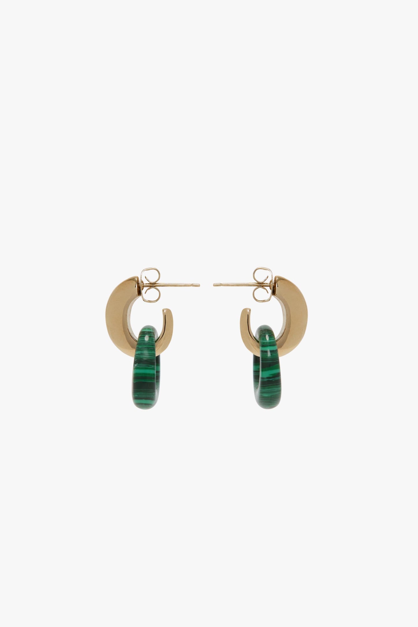 Resin Pendant Earrings In Light Gold-Emerald